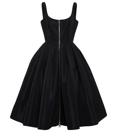 Zipped faille midi dress
