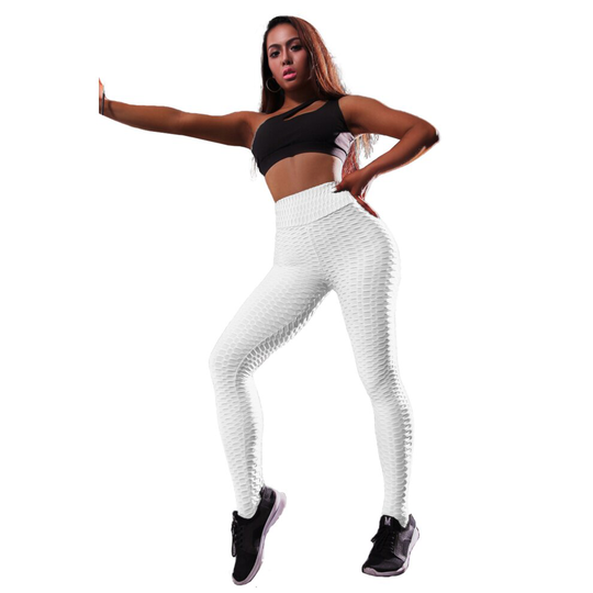 (White, L / UK 10-12) Womens Butt Lift Yoga Pants Sports Fitness Scrunch Push Up Activewear Leggings