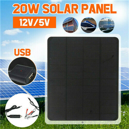 20w 12v Power Supply Car Solar Panel Trickle Battery Charger Boat
