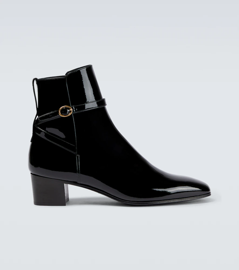 Jodhpur patent leather ankle boots