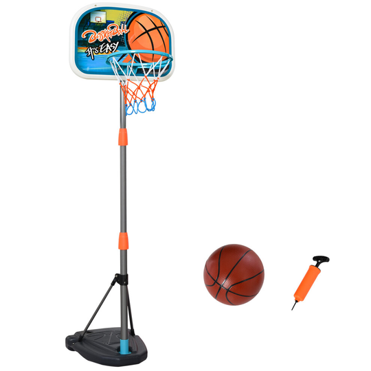 HOMCOM 3 Pcs Kids Basketball Set w/ Hoop Ball Pump Height for 3-8 Yrs