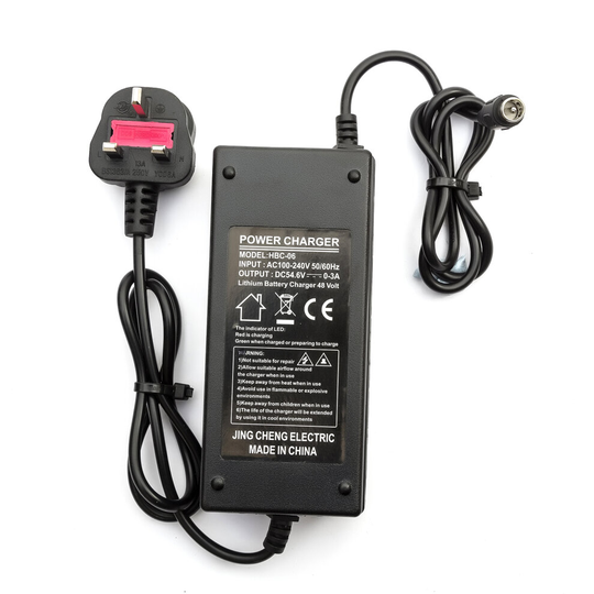 Lithium Battery Charger 48 Volt 0-3 Amp Male Plug / UK Plug Electric Bicycle