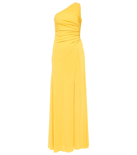 One-shoulder ruched jersey gown