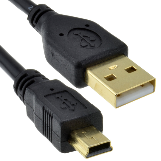 kenable GOLD 24AWG USB 2.0 Hi Speed A to mini B 5 pin Cable Power & Data Lead 0.15
