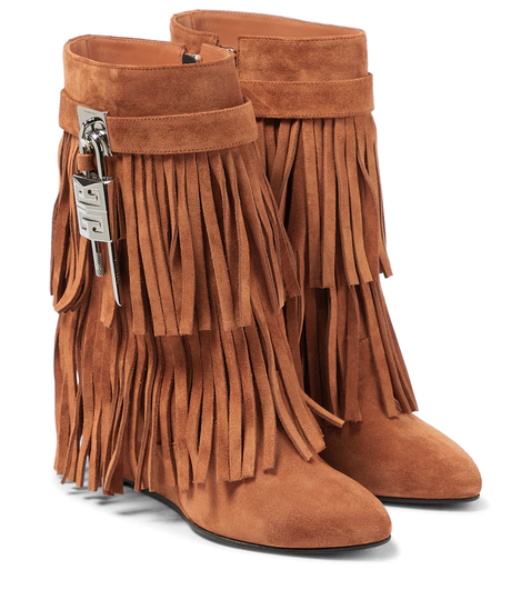 Shark Lock suede ankle boots