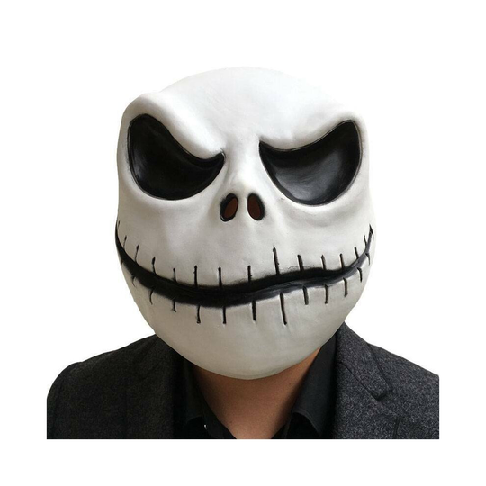 (Close Mouth, One Size) Halloween Jack Skellington Full Mask Games Latex Scary Adult Costume Party Props