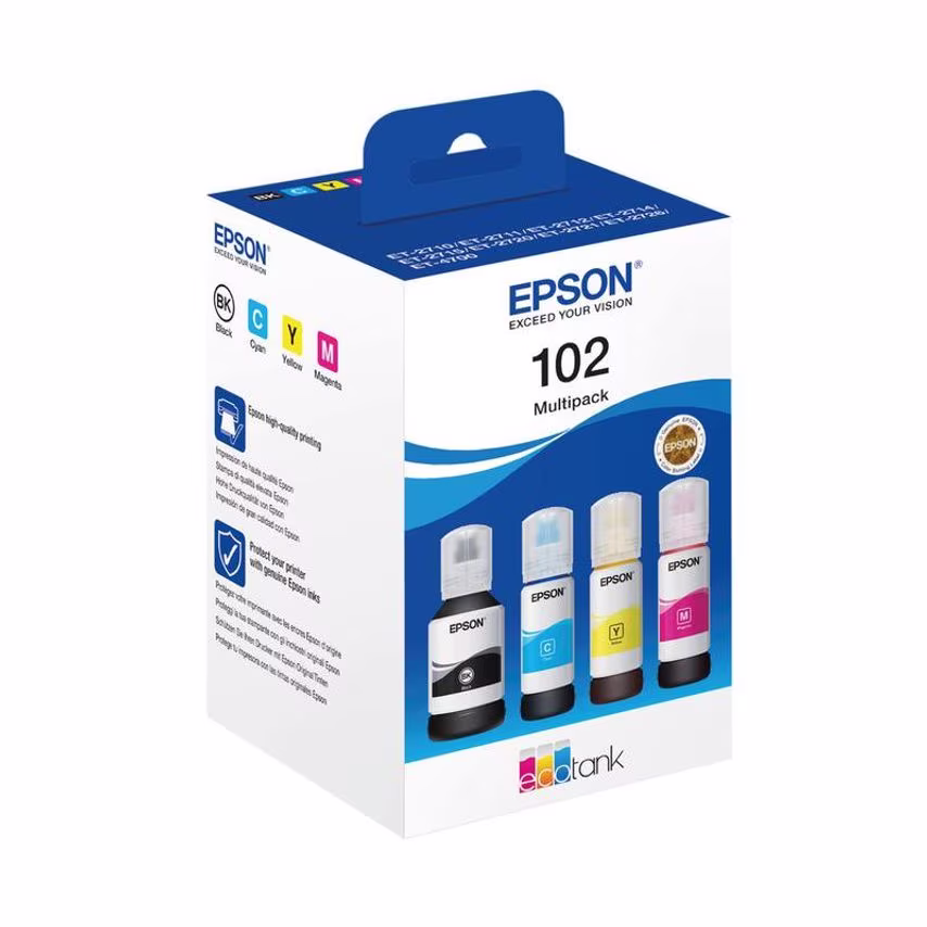Epson Epson 102 Black Cyan Magenta Yellow Ink Cartridge 1 x 127ml + 3 x 70ml Eco