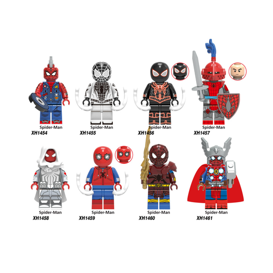 Marvel Superhero Series Punk Spider-Man Knight Minifigures Puzzle Blocks 8pc