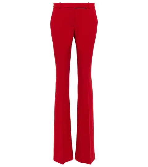 Mid-rise flared crêpe pants