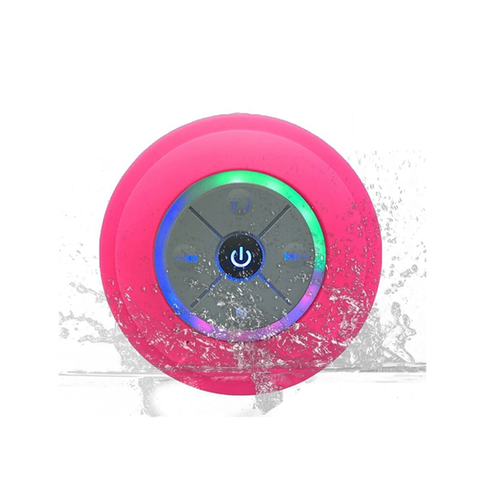 (PINK) Wireless Bluetooth Speaker Waterproof Led Shower Speaker FM Radio TF Card