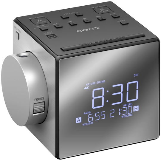 Sony ICFC1PJ.CEK Clock Radio with Time Projector - Black/Silver