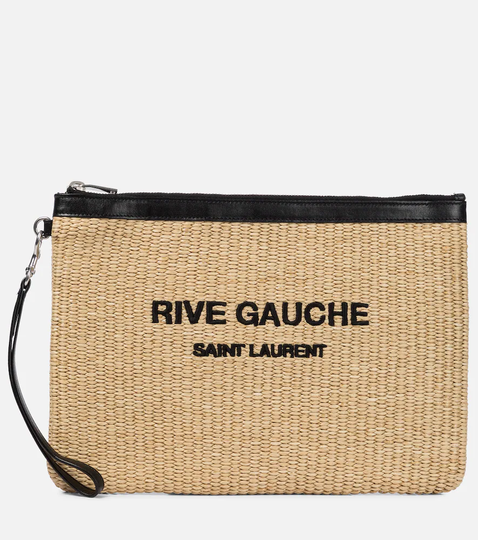 Rive Gauche raffia pouch