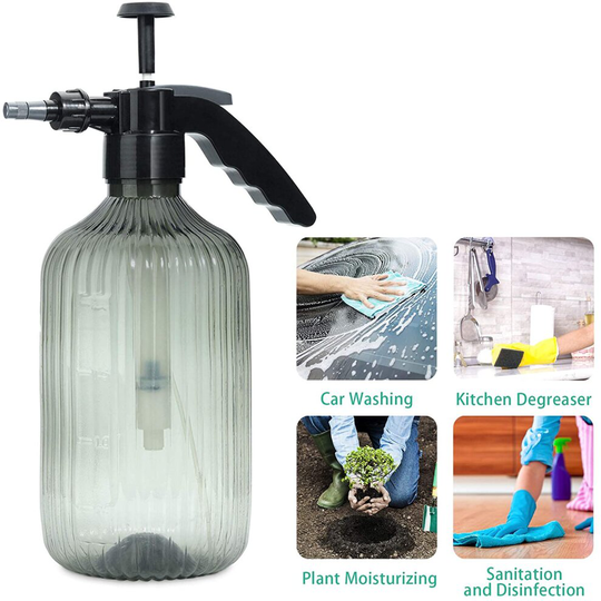 2L Fine Mist Spray Bottle Plastic,Hand Held Pressure Mister + Top Pump