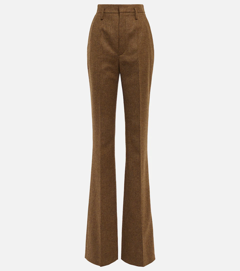 High-rise flared wool pants