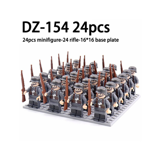 (DZ-154 - 24pcs) Minifigures 24pcs Military Building Blocks Eight-nation Phalanx Assembling WW2 Military Games Sand Tables Collections 16