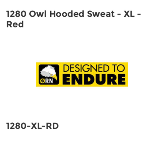 Orn 1280 Owl Hooded Sweat - XL - Red