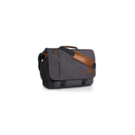 Estarer 17.3 inch Laptop Messenger Bag,Mens Water Resistant Canvas Satchel Briefcase,Padded Computer Shoulder Bag for Work (17.3 Inch with Buckles)