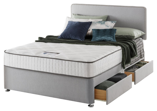 Silentnight Pavia Memory 4 Drawer Grey Divan - Small Double