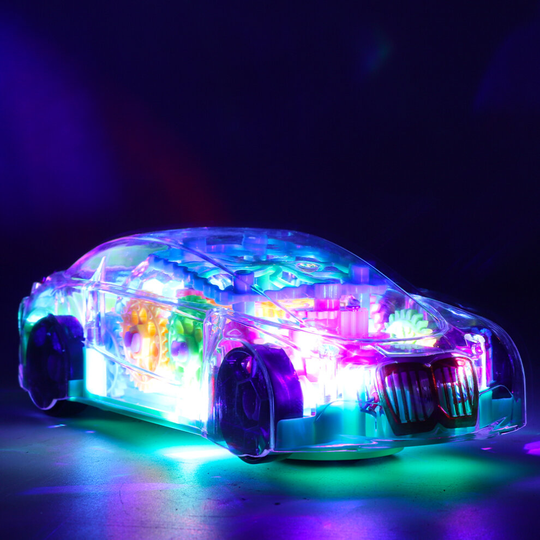 Transparent Light Up Toy Car with Music & Lights Electric Gear Car Toy