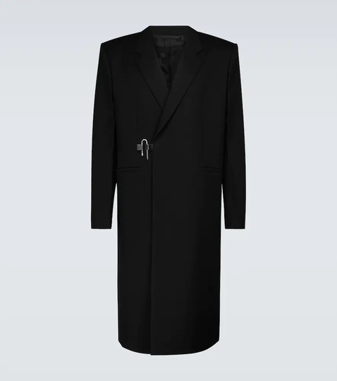 Textured wool coat with padlock