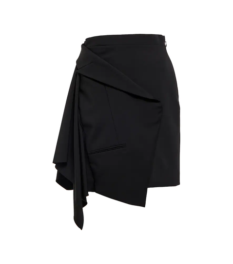 Deconstructed wool miniskirt