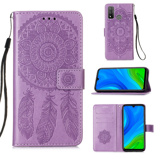 Premium PU Leather Huawei P Smart 2020 case Card Holder Purple