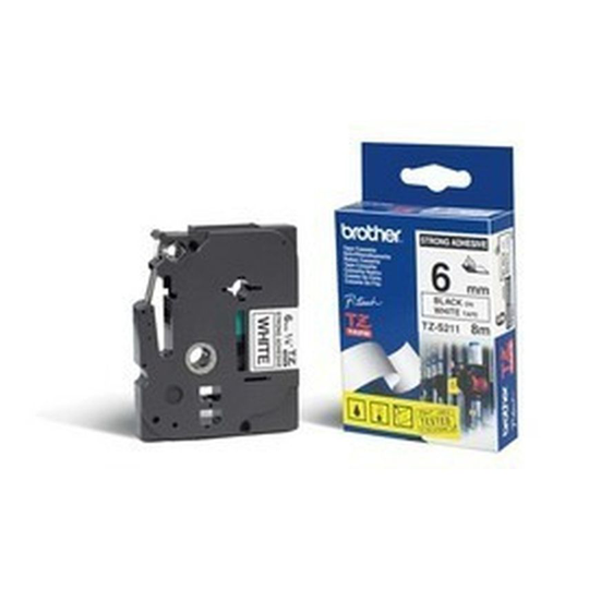 Brother P-touch Paper Bro 6MM Black on White Tape Adhesive