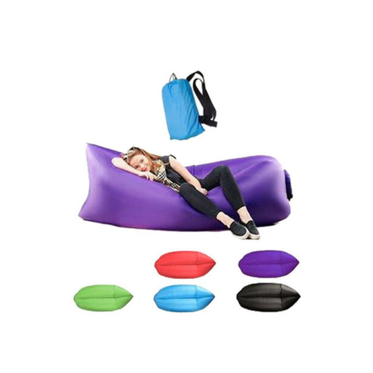 (Blue) Inflatable Lounger Folding Air Sofa Outdoor Sleep