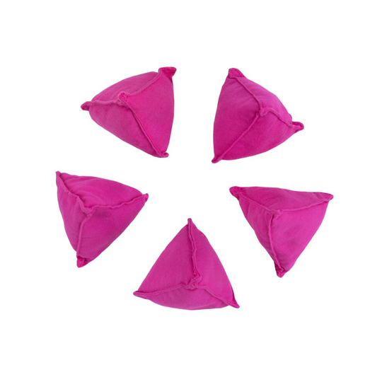 (Pink, Pack of 5) Juggling Pyramid Bean Bags Practice Throwing Catching Triangular PE