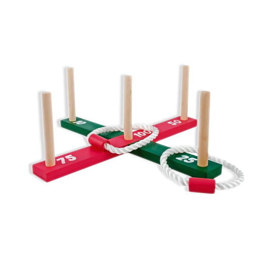 Vinsani® Garden Outdoor Rope Quoits & Wooden Pegs Throwing Family Game