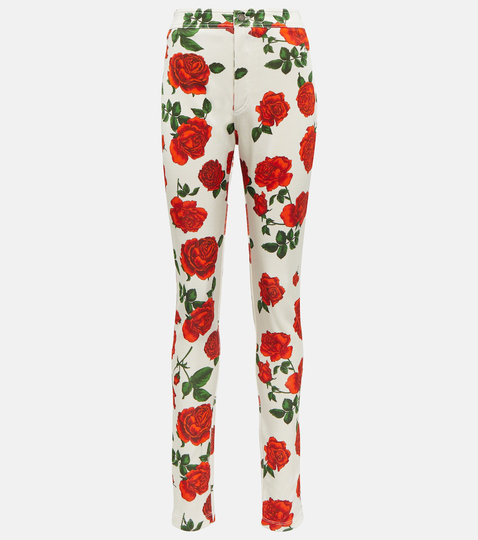 Floral high-rise slim jersey pants