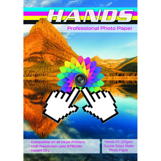 (25 Sheets) Hands Professional A3 220gsm Double Sided High Matte Photo Paper