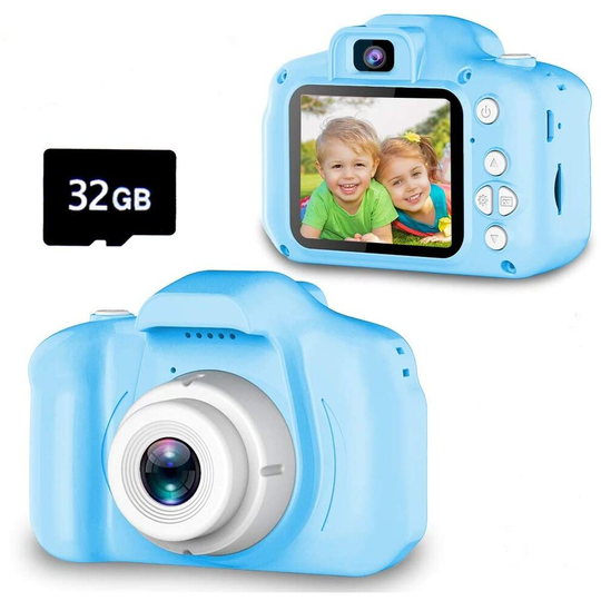 Seckton Upgrade Kids Selfie Camera, Christmas Birthday Gifts for Boys Age 3-9, HD Digital Video Cameras for Toddler with 32GB SD Card-Blue