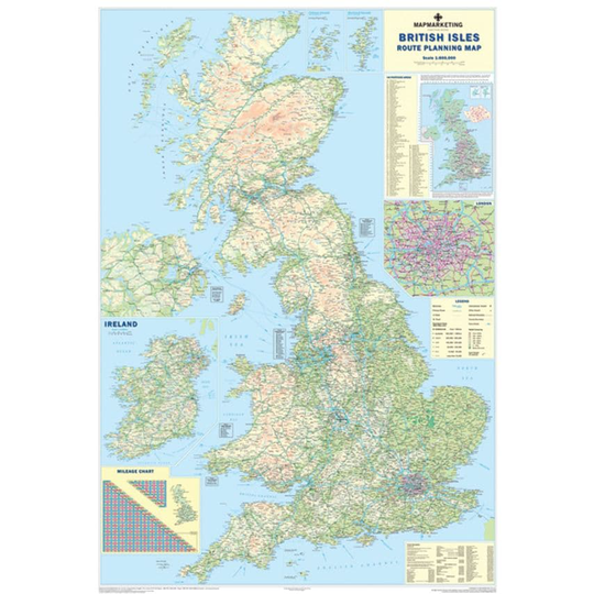 Map Marketing Map Marketing British Isles Motoring Laminated Map BIM