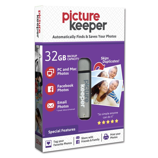 Picture Keeper 32GB Smart USB Flash Drive Photo Backup Device for Laptops and Computers
