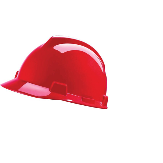 MSA GV131 V-Gard Safety Helmet, PushKey Sliding Suspension, Red