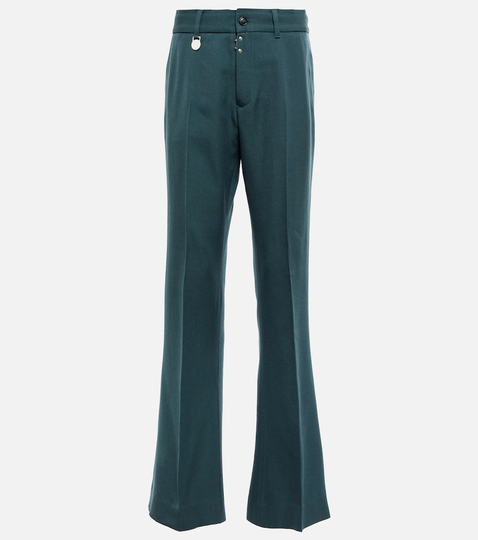Wide-leg wool-blend pants