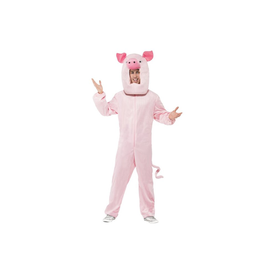 Smiffy's Adult Unisex Pig Costume, Bodysuit And Hood, Party Animals, Serious - - costume pig animal fancy dress farm mens outfit adults ladies book