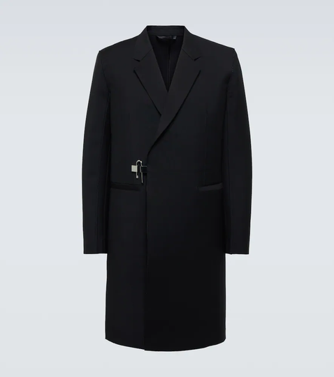 Wool and mohair coat with padlock closure