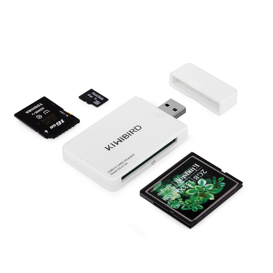 KiWiBiRD USB 3.0 (3.1 Gen 1) Super-Speed Card Reader 9-in-1 for CF (UDMA) WHITE