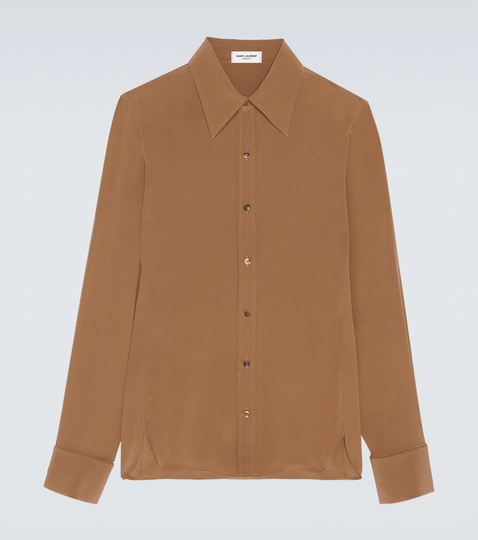 Slim-fit crêpe de chine silk shirt