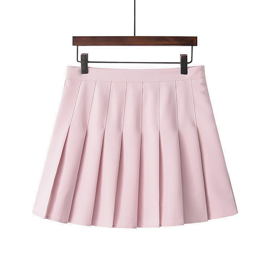 (4# Pink New, 2XL / UK Size 12) Womens High Waisted Pleated Zip Tennis Style Skater Mini Skirt