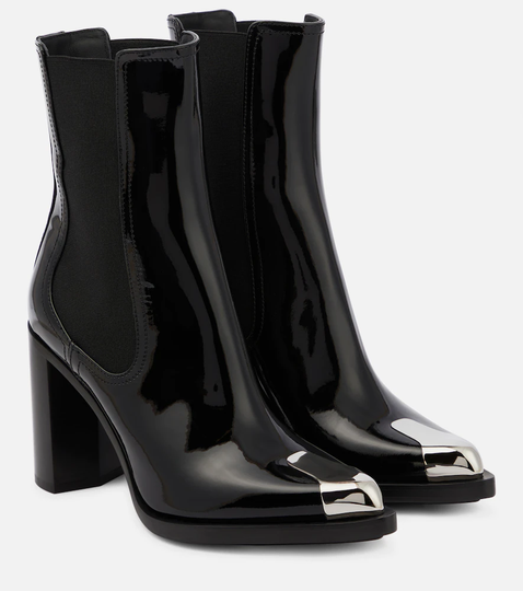 Punk patent leather ankle boots