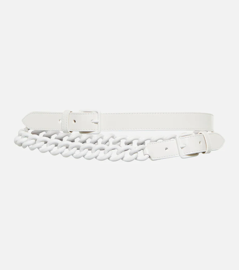 Double leather and chain belt