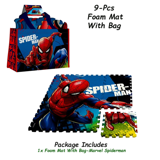 (Marvel Spiderman) 31.5cm Kids Licensed 9Pcs Foam Mat Wd Bag Gift