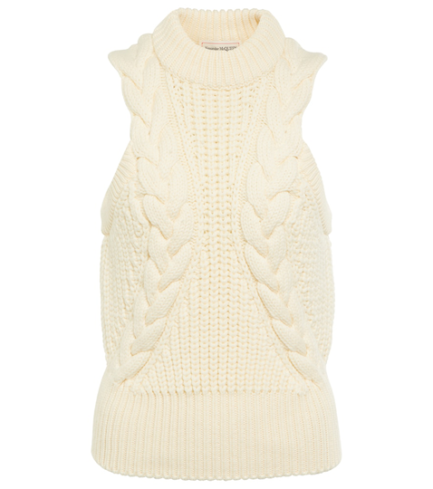 Cable-knit wool sweater vest