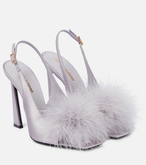 Mae feather-trimmed slingback sandals