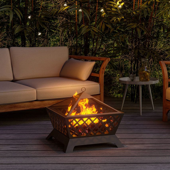 Living and Home Outdoor Burning Steel BBQ Grill Fire Pit Bowl for Camping Backya