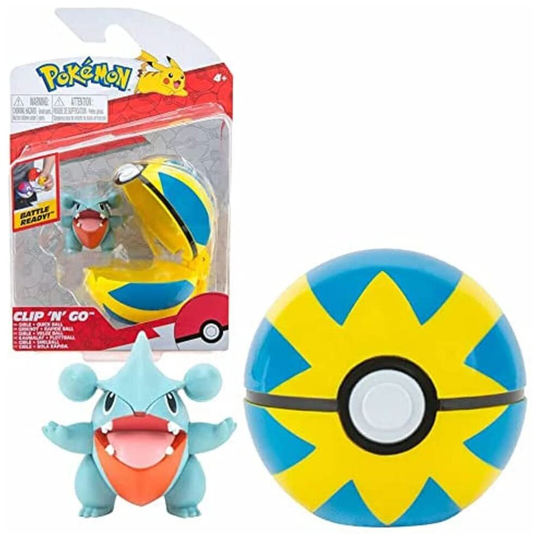 Pokémon PKW0160 - Clip and Go Pokéball - Kaumalat & Flottball, Official Pokéball with Movable 5 cm Figure