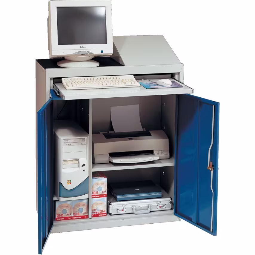Matlock Flat Top Compact Computer Workstation, Light Grey